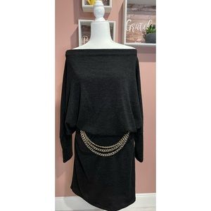 Day & Night Long Sleeve Off Shoulder W/Cable-link Chains Over Waist